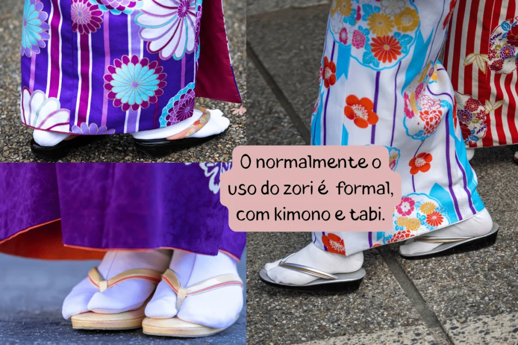 três pessoas usando zori