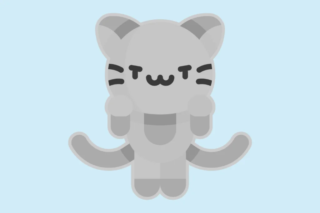 ilustração de um gato com 2 caudas.