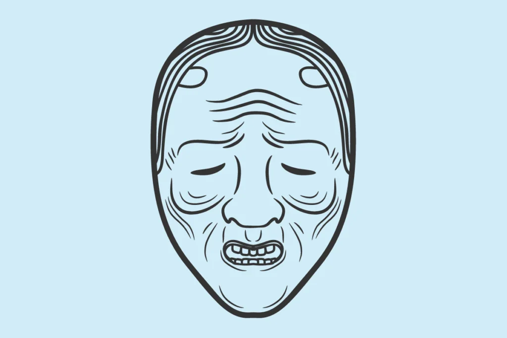 máscara de uma bruxa idosa. yokai yama uba