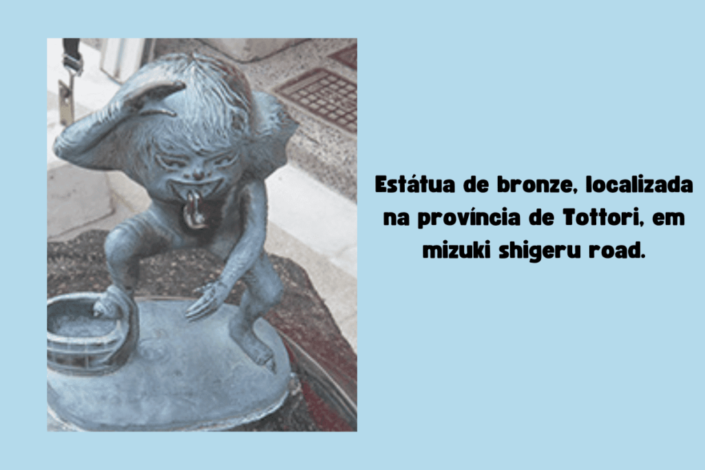 estátua de akaname, em bronze, localizada na província de Tottori, em Mizuki Shigeru Road.