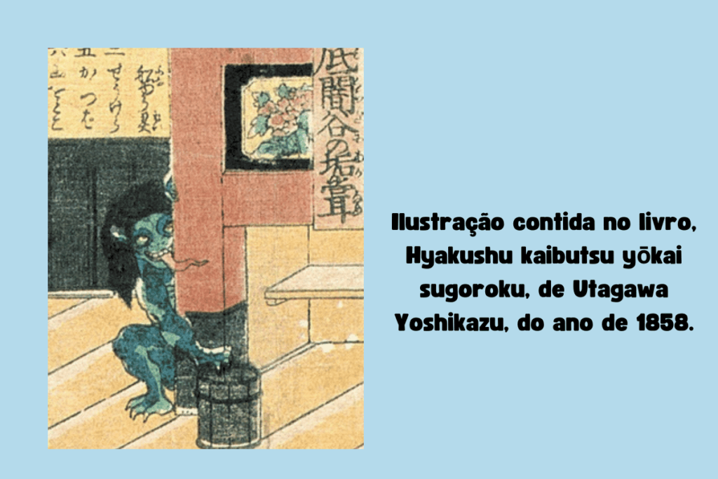 ilustração contida no livroHyakushu Kaibutsu Yokai Sugoroku, de Utagawa yoshikazu, do ano de 1858