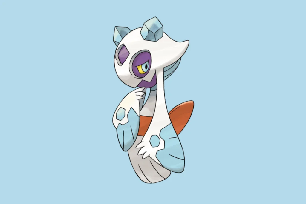 Pokémon froslass que tem o formato de uma kokeshi