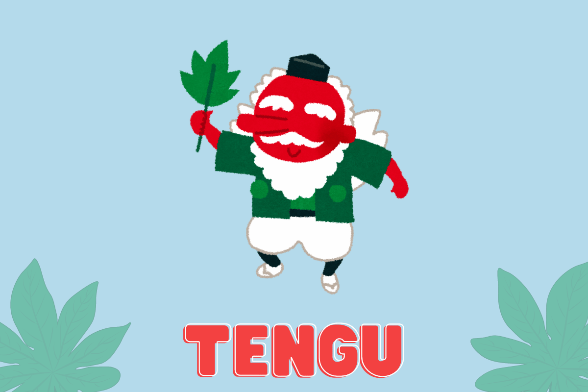 ilustração em aquarela do yokai tengu