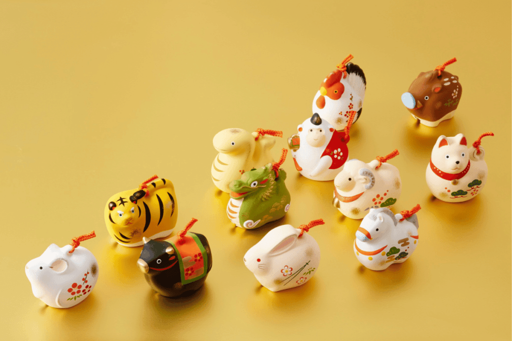 bonequinhos dos signos japoneses para ilustrar a lenda